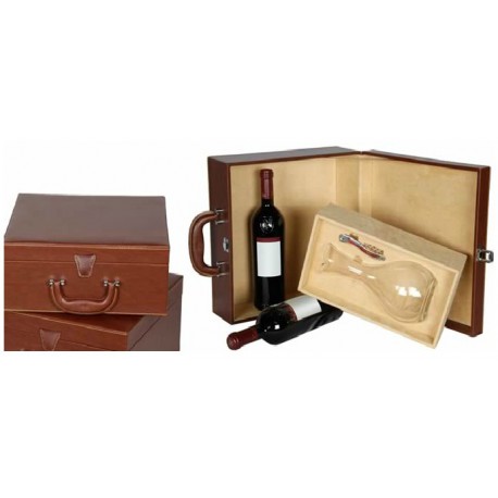 Estuche piel 2 botellas+decantador